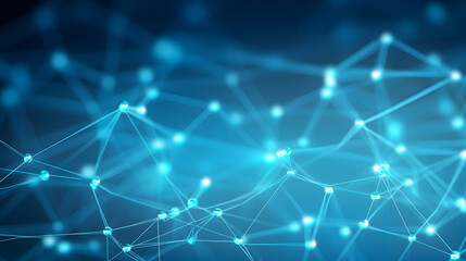 Digital blue network dotted line connection graphics poster background