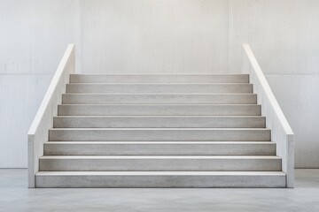 Fototapeta premium social mobility accessibility concept. A minimalist staircase ascends against a plain, light-colored wall, emphasizing simplicity and geometric design.