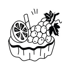 A small tart filled with fruits and whipped cream