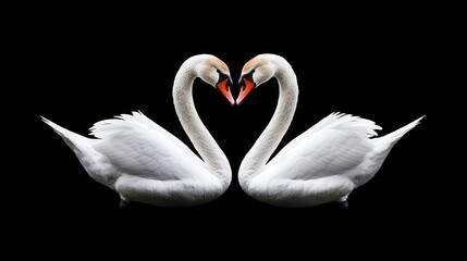Fototapeta premium Graceful Swans Forming a Heart Shape on the Serene Water