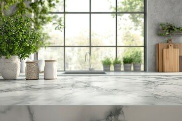 Fototapeta premium Marble table background of free space in kitchen 