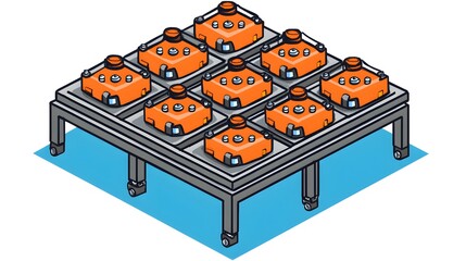 Industrial equipment arrangement warehouse graphic design modern aerial view efficiency concept