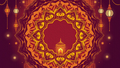 Fototapeta premium Printable pattern for wall decorations, covers, wallpapers, greeting cards on the occasion of a Muslim holiday. Ramadan . Oil painting