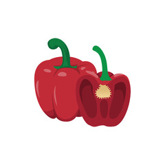 Vibrant Red Bell Pepper on a Fresh Market Stand