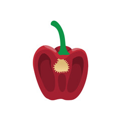 Vibrant Red Bell Pepper on a Fresh Market Stand