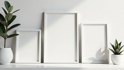 Empty White Photo Frames Mockups - Various Sizes, Realistic, High-Quality Mockups