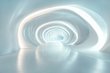 Obraz premium A sleek futuristic corridor with glowing panels and light strips, combining minimalism and ultramodern aesthetics for a sci-fi vibe.