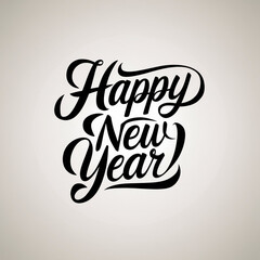 A black and white photo of a Happy New Year with Typography Letter

