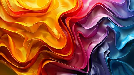 Obraz premium Abstract Colorful Swirling Fabric, Gradient Hues and Dynamic Curves