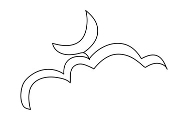 Crescent Moon symbol continuous one line drawing isolated of outline vector illustration, Line art Crescent. Muslim symbol. Trendy concept ramadan design. Vector illustration,