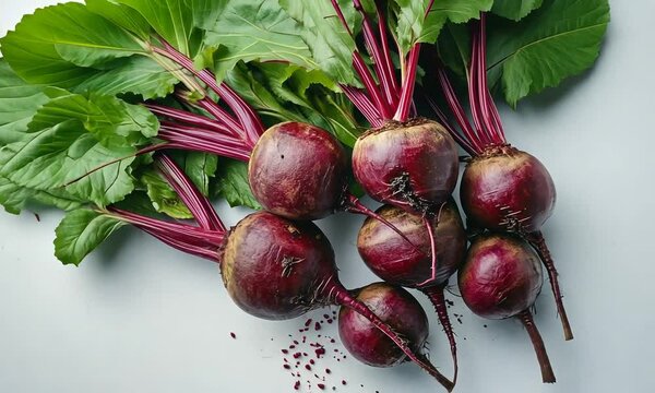 Fresh Beetroot Harvest: Vibrant Red Roots and Lush Green Leaves