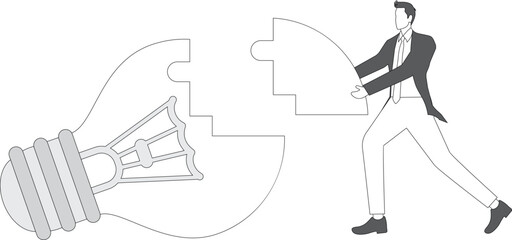 Jigsaw puzzle light bulb Businessman