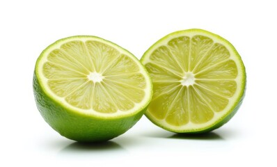 Fresh green limes cut in half