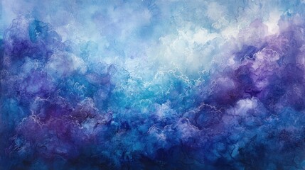 Obraz premium A serene abstract watercolor depiction of swirling blue and purple hues, evoking calmness.