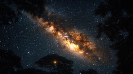 Obraz premium Dazzling stars of the milky way galaxy night sky astrophotography cosmic environment wide angle celestial beauty