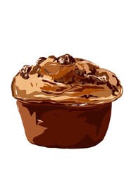 Hand drawn illustration of cupcake isolated on white background.