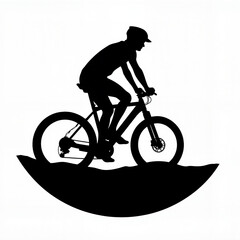 Obraz premium Silhouette of a cyclist riding on a hill during a sunny day in a rural setting