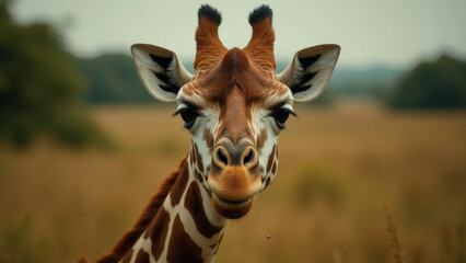 Obraz premium Giraffe in its natural habitat, wildlife.