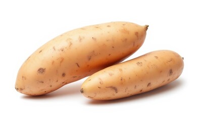 Fresh sweet potatoes on white background