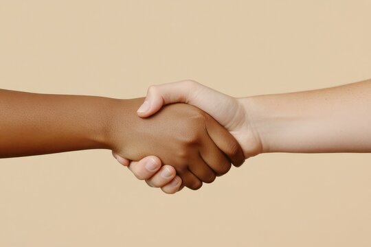 Close-up of a firm handshake signaling the successful conclusion of a job interview.