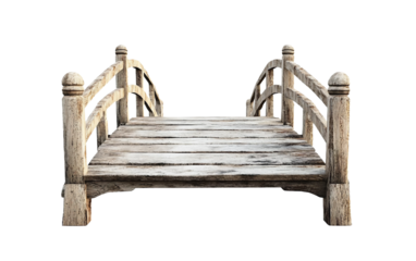 Wooden Pathway Bridge isolated on transparent Background