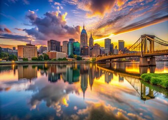 Obraz premium Allegheny River Pittsburgh Panoramic Skyline Cityscape Stock Photo