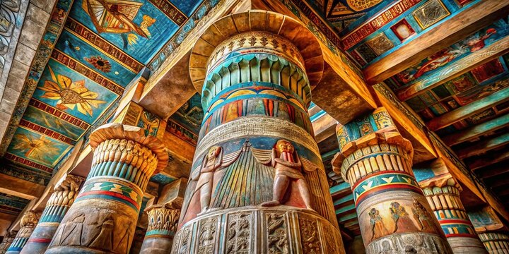 Ancient Egyptian Temple of Khnum in Esna, Luxor - Ornate Column Detail
