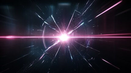 Fototapeta premium Shattered Glass Sphere, Bright Light Explosion, Abstract Design
