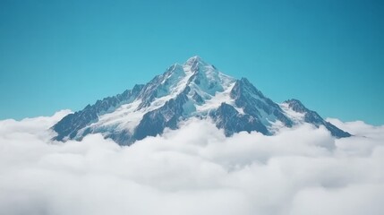 Snowcapped Peak Emerging from Cloudscape Awe Inspiring Vista