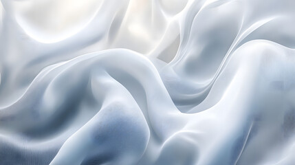 Obraz premium Elegant White Fabric Waves, A Serene Abstract Landscape of Flowing Silk, Textured with Delicate Lines and Subtle Gradients in a Soft, Luminous Light