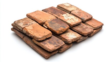 Stacked Rustic Brown Bricks and Stones for Construction and Architectural Background