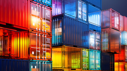 Fototapeta premium Digital color transparent holographic glass cubes abstract poster background