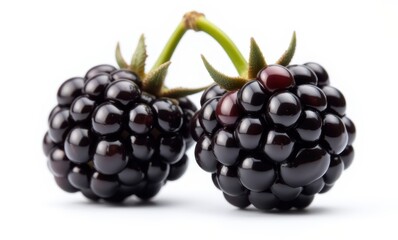 Fresh blackberries on a white background