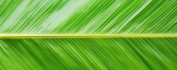 Obraz premium Bright Green Banana Leaf Texture, Close Up of Parallel Veins