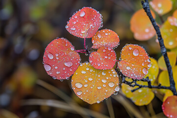 Autumn Leaves with Rain Drops