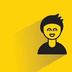 boy student with shadow on yellow background