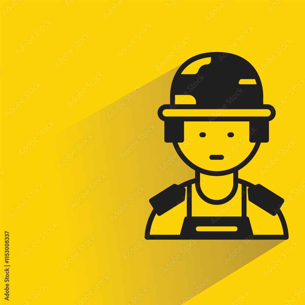 Poster soldier icon with shadow on yellow background