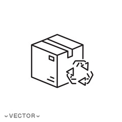 parcel box recycling icon, eco packaging, recycle box or waste trash, thin line symbol concept isolated on white background, editable stroke eps 10 vector illustration