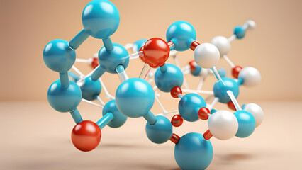 Obraz premium A 3D illustration showcasing a model of molecular structures. A science-themed background with an emphasis on molecules and atoms