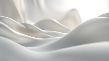 Obraz premium Abstract Minimalist Landscape of Layered White Waves, Softly Lit with a Gradient Sky, Creating a Tranquil and Modern Feel,