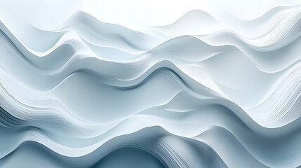 Fototapeta premium Abstract Minimalist Landscape of Layered White Waves, Softly Lit with a Gradient Sky, Creating a Tranquil and Modern Feel,