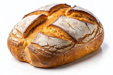 Artisan Clod Bread, Crusty Loaf Isolated on White Background - Perfect for Baking Stock Photos