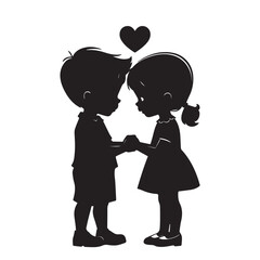 Cute couple vector silhouette