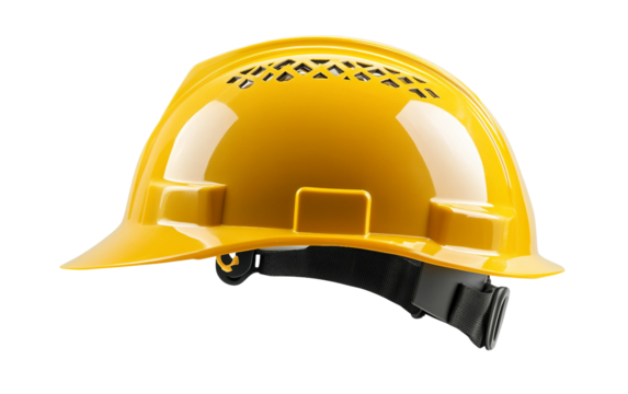 Yellow Safety Helmet with Hard Hat isolated on transparent Background - Powered by Adobe