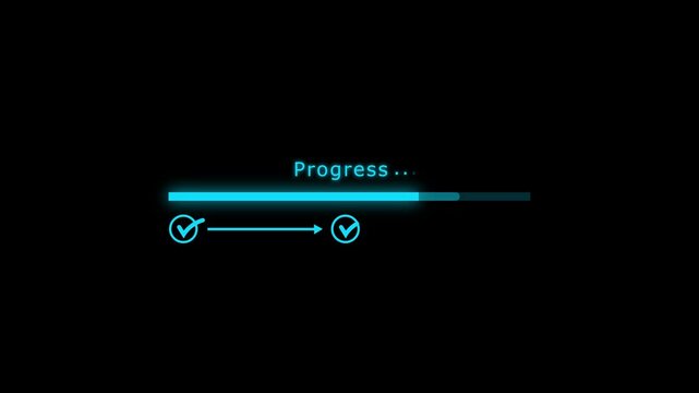  digital progress checklist with check marks and an advancing loading bar, symbolizing task completion and project progress. progress bar, Management and tracking strategies,