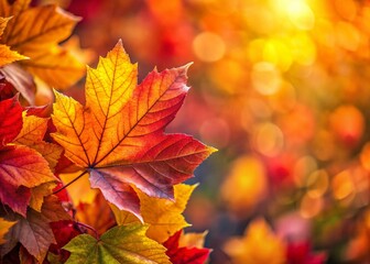 Autumn Leaves Background with Copy Space - Right Side Composition for Design