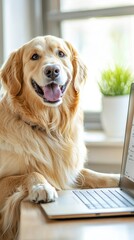Happy Dog Engaging with Pet Behavior Onboarding Platform in Cheerful Room
