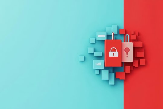 Sidebyside comparison of secure vs insecure online behaviors, modern flat design concept