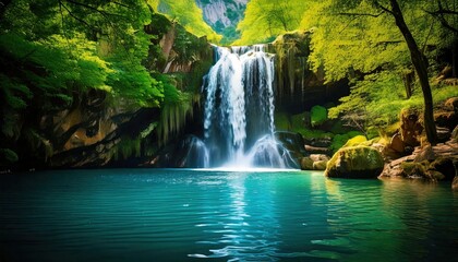 Fototapeta na wymiar Lush Waterfall in Emerald Pool, Nature Scene - Nature photography (.