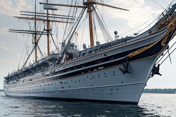Obraz premium A majestic tall ship sailing on calm waters.